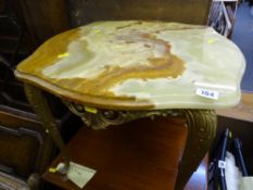 Small brass and onyx effect side table