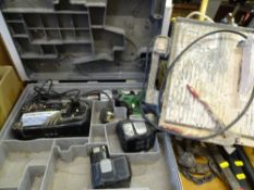 Cased Hitachi Koki 14.4v cordless impact driver drill etc