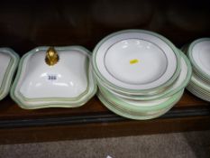 Green and gilt coloured Worcester dinnerware