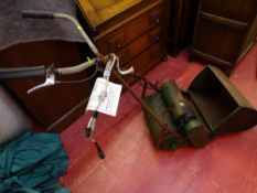 Vintage Qualcast Super Panther 12ins electric lawnmower and vintage deckchairs E/T