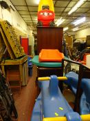 Little Tykes rocking horse, a kangaroo climber/slide and a Little Tykes Cozycoupe playcar