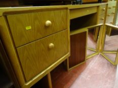 Meredew light wood five drawer dressing table with triple mirror and matching five drawer chest