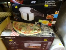 Silvercrest mini oven and a Prestige stainless steel pressure cooker, as new (boxed) E/T