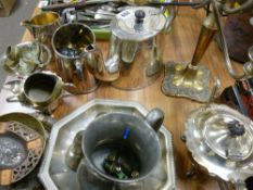 Electroplate tea service items, candelabra etc