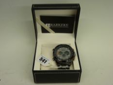 Barkers of Kensington new 'Mega Sport' grey wristwatch in presentation case with sleeve