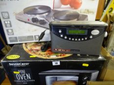 Silvercrest mini oven, Ambiano double hotplate and a Roberts Gemini 45 DAB radio E/T