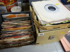 Two record cases with 45rpm record contents, another record case and loose box sets