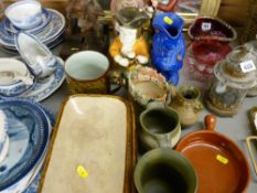 Parcel of mainly mixed pottery including Toby jugs, sporting tankard etc