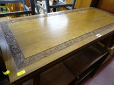 Chinese hardwood carved top coffee table