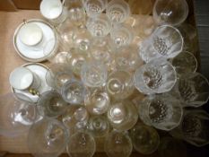 Box of quality drinking glassware and a gilt edged coffee set