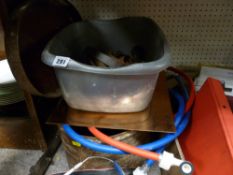 Quantity of vintage tools, hatbox, garage items etc