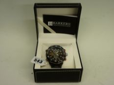 Barkers of Kensington new 'Premier Sport' black wristwatch in presentation case with sleeve