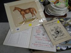 Unframed but mounted horse print entitled 'Energy' together with a vintage copy of The Velvet