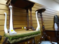 A parcel of furniture to include mahogany jardiniere, nest of tables, tea trolley etc