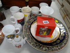 Parcel of Royal Commemorative mugs, plates, hanging wall plate