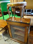 Victorian mixed wood & marquetry ormolu glass door cabinet together with a dressing table stool