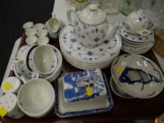 A tray of Denmark blue & white tea & dinnerware etc