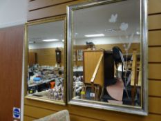 Two modern bevel glass wall mirrrors