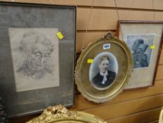 A framed signed TRETCHIKOFF print entitled 'Zulu Couple' together with an oval head & shoulders