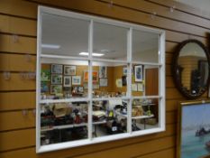 Modern white painted square effect wall mirror together with two others