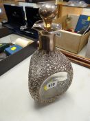 A hallmarked Hong Kong silver pierced work dimple decanter