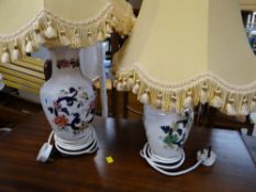 A Masons Blue Mandalay & Chartreuse table lamps E/T