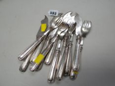 Parcel of continental white metal marked 800 handled fish knives & forks