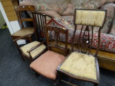 Four various chairs including an oak kitchen chair, nursing chair etc