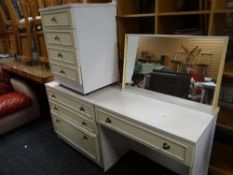 A white mirrored dressing table & matching small chest