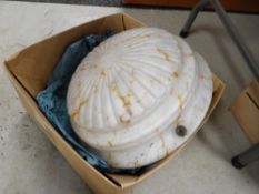 A vintage opaque & marbled glass light shade