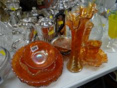 Parcel of mainly tangerine colour carnival glass