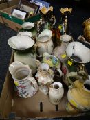 Parcel of various vintage Staffordshire vases, jugs & ewers