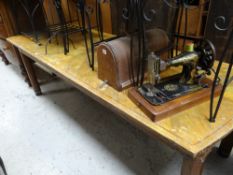 Vintage wooden narrow refectory-style dining table
