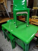 A Vico Magistretti Italian design green composite dining table & six chairs