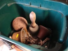 Three vintage brass bells & a cannon ball