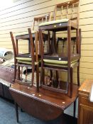 A reproduction mahogany Bath Cabinet Maker's drop leaf dining table & six matching chairs together
