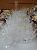 Parcel of good quality cut glass drinking glasses & decanter, some Waterford