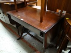 A reproduction mahogany drop-end sofa table