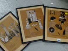 Set of six Art Deco heightened fashion prints