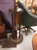 A mahogany billiard / snooker cue stand together with a near complete cased set of ivory snooker