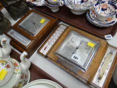 Two vintage oak cased barometers