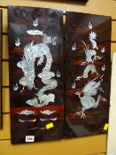 A pair of modern Chinese mother-of-pearl effect wall plaques