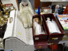 A collection of nine boxed & loose collector's dolls including Franklin Mint Heirloom Dolls