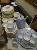 Blue & white J&C Gretel Bavaria teaset, 'Midwinter' cameo, Royal Worcester 'Evesham' ramekins