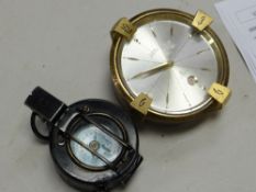 A military compass & presentation Swiza, calendar, desk clock with inscription