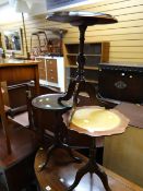 Three various small tripod side tables