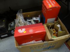 Box of various Christmas decorations