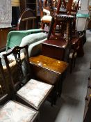 A parcel of furniture to include an oak barley-twist drop leaf tea table, a pair of matching