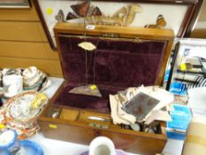 Vintage writing slope, copper specimen plates, mirrored pictures etc