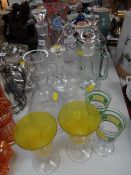 Collection of cut glass & other decanters etc including Dartington
